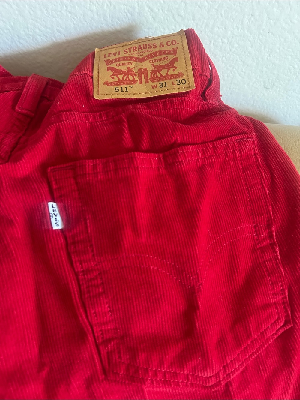 Levi's men’s 511 31x30 Red Corduroy pants